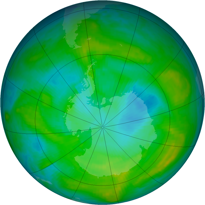 Antarctic ozone map for 20 January 1981